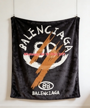 Balenciaga Orange Brush BB Logo Flannel Sofa Throw Blanket BA152